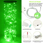 15 Packs 20 Led Green Fairy Lights Battery Operated St Patricks Day Lights 6.6ft Silver String Lights Waterproof Firefly Starry Light for DIY Table Centerpieces Halloween Christmas Party