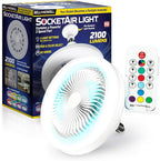 Bell+Howell SocketAir Wireless Ceiling Fan Light with Remote Control, Extender,110-120 Volt, 2100 Lumens, 3 Fan Speeds, 3 Light Settings, 6500K for Living, Dining, Working Space ASON TV