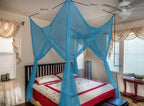 OctoRose Four Post Mosquito Net for Bed Canopy -Fits Queen, King, California King Beds-Indoor & Outdoor Use- Ivory