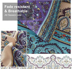 Boho Comforter Set California King Size 8 Piece Bed in a Bag Bohemian Striped Bedding Quilt Set Aqua Paisley Floral Comforter and Sheet Set,Soft Microfiber Complete Bedding Sets for All Season