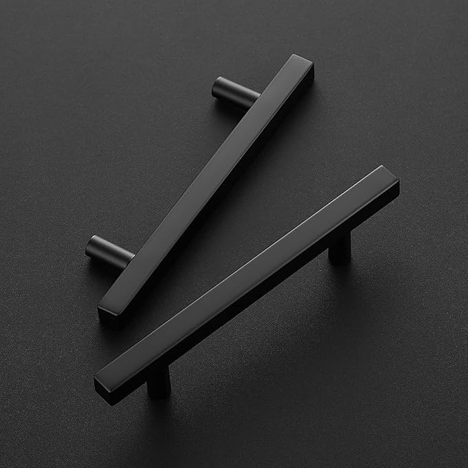 Ravinte Black Cabinet Handles 20 Pack 4-1/2 inch Matte Black Square Cabinet Pulls Kitchen Hardware 7 inch Overall Length Kitchen Drawer Pulls
