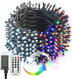 Brizled Christmas Lights Outdoor, 180.4ft 500 LED Color Changing Christmas String Lights with Remote, 11 Modes Christmas Tree Lights Cool White & Multicolor Green Wire Xmas Lights for Xmas Party Home