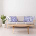 Ambesonne Vintage Throw Pillow Cushion Case Pack of 4, Monochrome Design Grid Trellis Quatrefoil Mesh and Dahlia Flowers Modern Print, Modern Accent Double-Sided Digital Printing, 18", Lavender White
