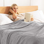 Exclusivo Mezcla Fleece Blanket Queen Size for Bed, Super Soft and Warm, All Season Use, Cozy, Plush, Lightweight, 90x90 Inches, Light Grey