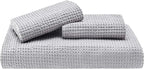 Bedsure Cotton Duvet Cover Set - 100% Cotton Waffle Weave Grey Duvet Cover California King Size, GentleSoft™ and Breathable Cal King Bedding Set for All Season, 3 Pieces, 104"x98"