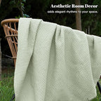 PHF 100% Cotton Waffle Weave Blanket Twin Size for Bed,Snag Proof Lightweight Breathable Moisture-Wicking Throw for Couch,Great for Layering in Cold Weather,Machine Washable,Home Decor Gift-Sage Green