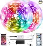 QZYL 50 Feet Led Strip Lights Home,Led Lights for Bedroom,Music Sync Color Changing Flexible Timing Rope Lights,44 Key Remote App Control RGB Tape Light DIY Colors Luces for Bedroom Party Decoration