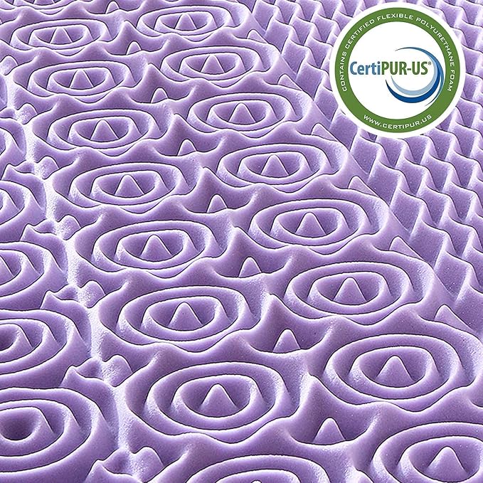 MUXHOMO 2 Inch 7-Zone King Mattress Topper, Egg Crate Foam Mattress Topper King Size for Back Pain, Lavender Cooling Gel Infused Bed Pad, CertiPUR-US and Oeko-TEX Certification (76"×80")