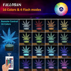 FULLOSUN 3D Night Light, 3D Illusion Lamp with Remote Control 16 Colors Changing Table Desk Bedroom Decor Optical Home Room Store Decoration