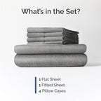 King 6 Piece Sheet Set - Comfy Breathable & Cooling - Soft Hotel Luxury Bedding Set with 8-16 Inch Deep Pockets - 1 Flat & 1 Fitted Sheet & 4 Pillowcases - Wrinkle Free & Easy Care - Heathered Grey