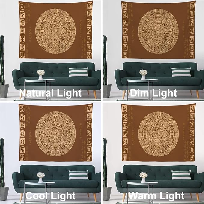 Batmerry Mayan Tapestry, Ancient Aztec Calendar Picnic Mat Beach Towel Wall Art Decoration for Bedroom Living Room Dorm, 51.2 x 59.1 Inches, Latin