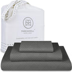 Threadmill Twin Bed-Sheets - 800 Thread Count Jacquard Celine Dark Grey, 100% Natural Cotton 3 Piece Striped Bed Set, Extra Long Staple Cotton, Comfy Damask Sheets with Elasticized Deep Pocket