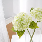 Waipfaru 21" Real Touch Hydrangea Artificial Flowers with Long Stem & Leaves, Full Latex Faux Hydrangea Flowers for Home Decor Party Floral Arrangements Wedding Bouquets Centerpieces, Green 3Pcs