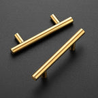 Ravinte 6 Pack 5 Inch Cabinet Pulls Brushed Brass Stainless Steel Kitchen Drawer Pulls Cabinet Handles 5”Length, 3” Hole Center