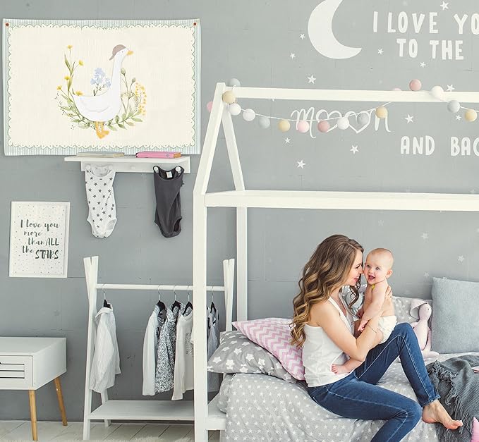 Silly Goose Nursery Rectangular Canvas Banner-Boho Flag Wall Sign Decor for Boys Toddler Kid, Baby Room Above Crib Bedroom Playroom Kindergarten Reading Room Decor-Baby Shower Birthday Christmas Gift