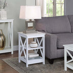Convenience Concepts Oxford End Table 15.75" - Modern Living Room Table with Storage Shelves, Transitional Nightstand Side Table for Home Decor and Display, White
