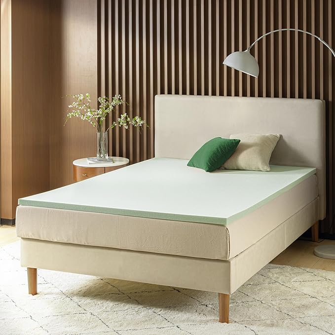ZINUS 1.5 Inch Green Tea Memory Foam Mattress Topper, Smaller, More Convenient WonderBox Packaging, Pressure-Relieving Layers, CertiPUR-US Certified, King