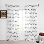 MYSKY HOME 95 Inch Long Curtains for Sliding Door Black Pom Pom Sheer Curtains for Living Room Bedroom 2 Panels Curtains for Halloween Panels Dining Room Rod Pocket Window Drapes 52" x 95"