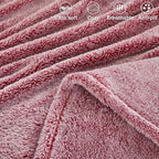 Exclusivo Mezcla Plush Fuzzy Fleece Bed Blanket King Size, Super Soft, Fluffy and Warm Blankets, Suitable for All Seasons (Mixed Deep Red, 90x104 Inches)
