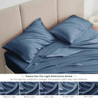 Love's cabin Satin Queen Sheets Set - 4 Piece Ash Blue Silky Bed Sheets Set with Deep Pocket, Luxury Silk Feel Satin Queen Size Sheet Set (1 Flat Sheet,1 Fitted Sheet,2 Pillow Cases)