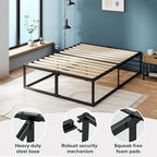 Zinus Joseph 18 Inch Platform Bed Frame, Wood Slat Support, No Box Spring Needed, Eco Friendly WonderBox(TM) Packaging, Easy Assembly, Black, Twin