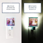 Disney Frozen Wrap Shade LED Night Light, Plug-in, Dusk to Dawn, Girls Bedroom Decor, UL-Listed, Ideal for Nursery, Bathroom, 46276