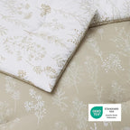 Bedsure Queen Comforter Set - Linen Bed Set, 3 Pieces Cute Floral Bedding, 1 Soft Reversible Botanical Flowers Comforter and 2 Pillow Shams