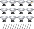 Tomorotec 12-Pack 40mm White Crystal Glass Cabinet Drawer Pull with Black Base for Modern & Classic Styles, Easy-to-Install Elegant Home Decor Upgrade with Durable Hardware for Vanity, Wardrobe, Desk