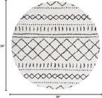 SAFAVIEH Arizona Shag Collection Area Rug - 3'2" Round, Ivory & Black, Moroccan Design, 1.6-inch Thick, Non-Shedding, Ideal for High Traffic Areas in Living Room, Bedroom, Dining (ASG741Z-3R)
