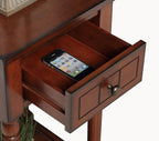 Convenience Concepts French Country Khloe 1 Drawer Accent End Table 14" - Traditional Farmhouse Side Table with Storage Drawer and Shelf for Living Room, Mahogany
