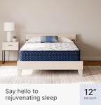 Signature Design by Ashley Queen Size Stack 12 Inch Hybrid Medium Plush Cooling Gel Infused Memory Foam Mattress for Pressure Relief, Fiberglass Free, Mattress in A Box
