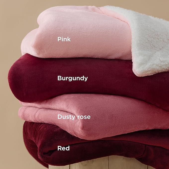 Bedsure GentleSoft Sherpa Fleece Throw Blanket for Couch - Thick and Warm Throw for Girls and Women, Soft Fuzzy Plush Blanket for Winter, Pink, 50x60 Inches