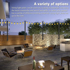 2 Pack 5Ft String Light Poles,Outside String Lights,Outdoor Light Poles,Metal Poles Stand for Patio,Backyard,Deck