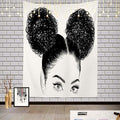 Batmerry Black Woman Afro American Tapestry, Shirt Graphic Hair Girl Beach Towel Hippie Trippy Tapestry Wall Art Meditation Decor for Bedroom Living Room Dorm, 82.7 x 59.1 Inches