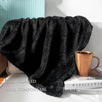 Exclusivo Mezcla Plush Fuzzy Fleece Throw Blanket Extra Large, Super Soft, Fluffy and Warm Blankets for Couch, Bed, Suitable for All Seasons (50x70 Inches, Black)