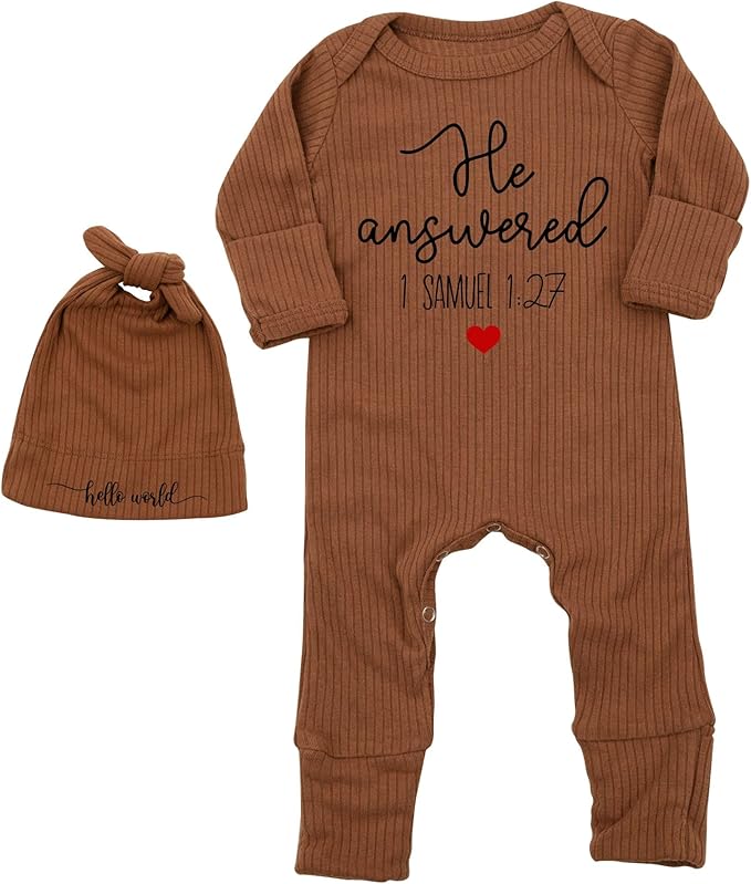 Little Answered Prayer Bodysuit Infant Romper Baby Announcement 0-3 Months Clothes Cute Religious Boys Girls Outfit