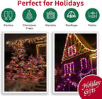 LAMPHOME Super-Bright Extendable Orange Purple and Green halloween Lights Decoration 150Lights 31.9ft UL Certified Mini Bulb String Lights Set for Outdoor Halloween Christmas Tree Garden Holiday Decor