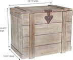 Household Essentials Antiqued Decorative Trunk, Large, Chinese Fir Panel and MDF, Smooth Backing and Metal Hinge Accent, Flat Top and Stay-Open Lid