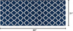 Custom Size Cut to Length Moroccan Trellis Design Runner Rug Mat For Wide Long Hallways with Non-Slip Rubber Backing, Better Traction for Pets, Prevent Slippage, Trellis Navy Blue, 31 inch X 5 feet