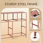 WLIVE 7 Drawer Dresser TV Stand, Entertainment Center, Media Console Table with Metal Frame and Wood Top for TV up to 45 inch, Chest of Drawers for Bedroom, Living Room, Pink