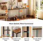SUPERJARE 70 Inch Console Table with Outlet, Sofa Table with Charging Station, Narrow Entryway Table, Skinny Hallway Table, for Living Room, Rustic Brown
