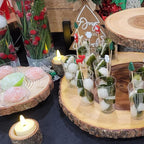 FUNSUEI 18 PCS Wooden Tea Light Candle Holders, Rustic Wood Votive Log Candle Holders, Rustic Wood Votive Candle Holder for Table Decoration, 3 Sizes