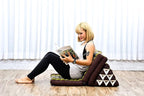Leewadee - Comfortable Japanese Floor Mattress Used As Thai Floor Bed with Triangle Cushion, Futon Mattress Or Thai Massage Mat, 67 x 21 inches, Brown Green