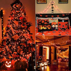 BrizLabs Orange Halloween Lights, 33ft 100 LED Battery Halloween Lights, 8 Modes Orange String Light with Timer, Indoor Outdoor Battery Light String for Party Xmas Thanksgiving Bedroom Patio Decor