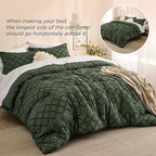 Bedsure Twin XL Comforter Set - Olive Green Comforter, Boho Tufted Shabby Chic Bedding for Kids, 2 Pieces Vintage Farmhouse Bed Set for All Seasons, Fluffy Soft Bedding with 1 Pillow Sham