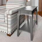 Stratus Solid Wood Narrow Side End Table with Shelf, Smoke Gray, Perfect for Living Rooms, Bedrooms, and Small Spaces – Leick Home, 22005-GR