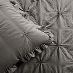 Lush Decor Ravello Pintuck Ruffle Skirt Bedspread Set - Luxe 3 Piece Ruffled Bedding Set - Traditional Glam & Farmhouse Inspired Bedroom Decor - King, Dark Gray