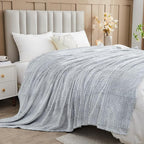 NEWCOSPLAY Super Soft King Blanket Frosty Dark Grey Premium Silky Flannel Fleece Leaves Pattern Lightweight Bed Blanket All Season Use (Frosty Dark Grey, King(90"x110"))