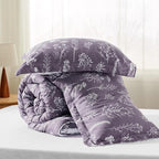 Bedsure Twin/Twin XL Comforter Set - Grayish Purple Bed Set, 2 Pieces Cute Floral Bedding, 1 Soft Reversible Botanical Flowers Comforter and 1 Pillow Sham