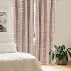 Ambesonne Southwestern Window Curtains Pack of 2, Traditional Vertical Borders Inspired by Prehistoric Art Ikat Style, Lightweight Set with Rod Pocket, 4 Panels of - 28" x 63", Brown Coral